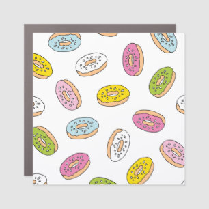 Doodle donuts pattern, seamless design. car magnet