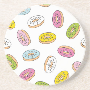 Doodle donuts pattern, seamless design. coaster
