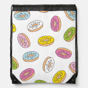 Doodle donuts pattern, seamless design. drawstring bag