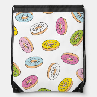 Doodle donuts pattern, seamless design. drawstring bag