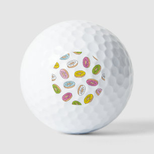 Doodle donuts pattern, seamless design. golf balls