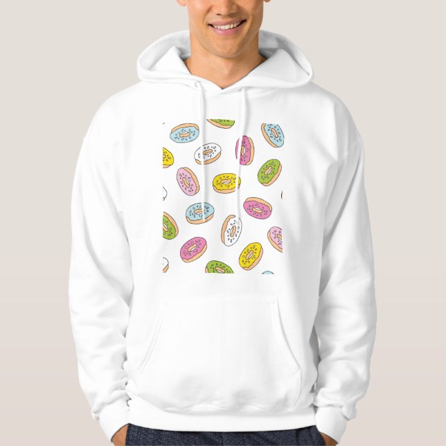 Doodle donuts pattern, seamless design. hoodie (Front)