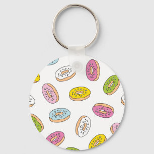 Doodle donuts pattern, seamless design. keychain