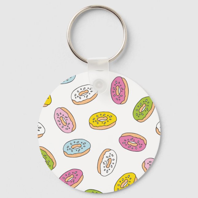 Doodle donuts pattern, seamless design. keychain (Front)