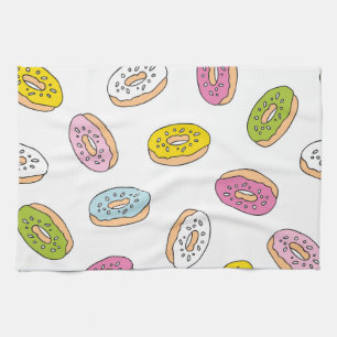 Doodle donuts pattern, seamless design. kitchen towel