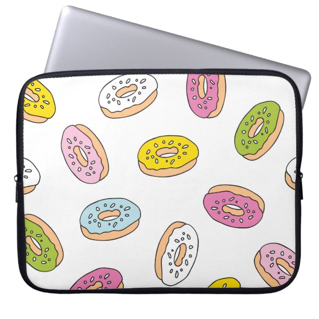 Doodle donuts pattern, seamless design. laptop sleeve (Front)