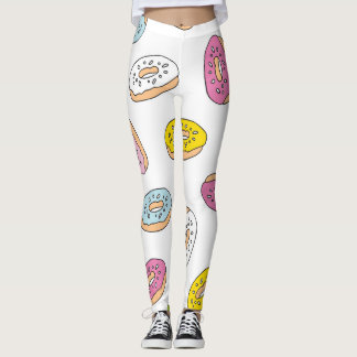 Doodle donuts pattern, seamless design. leggings