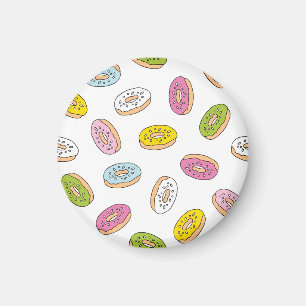 Doodle donuts pattern, seamless design. magnet