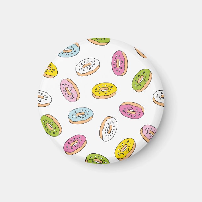 Doodle donuts pattern, seamless design. magnet (Front)