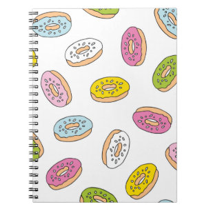 Doodle donuts pattern, seamless design. notebook