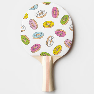 Doodle donuts pattern, seamless design. ping pong paddle