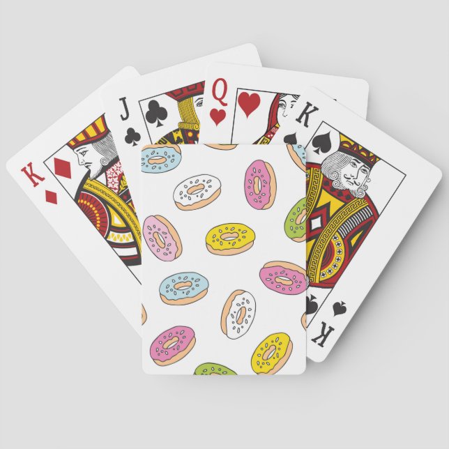 Doodle donuts pattern, seamless design. poker cards (Back)