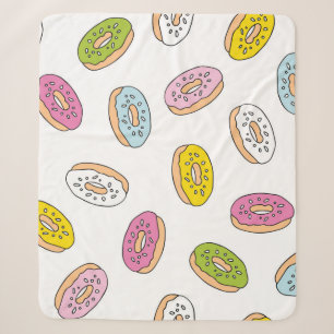 Doodle donuts pattern, seamless design. sherpa blanket