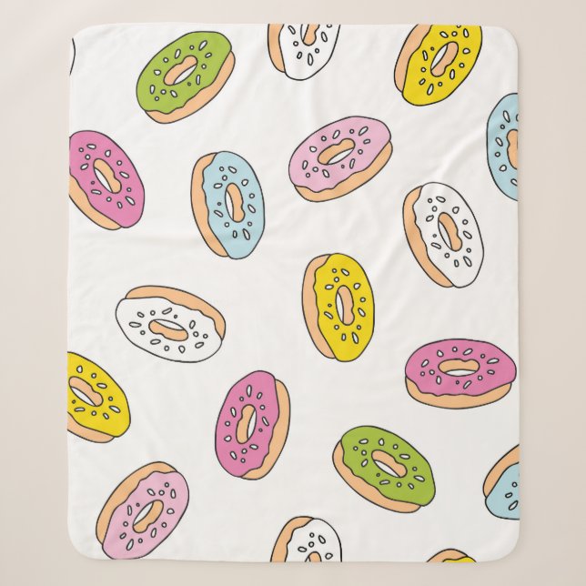 Doodle donuts pattern, seamless design. sherpa blanket (Front)