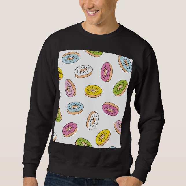 Doodle donuts pattern, seamless design. sweatshirt (Front)