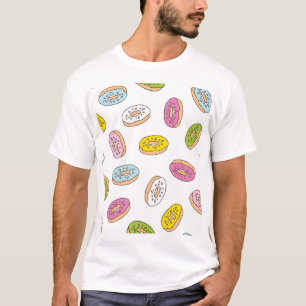 Doodle donuts pattern, seamless design. T-Shirt