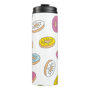 Doodle donuts pattern, seamless design. thermal tumbler