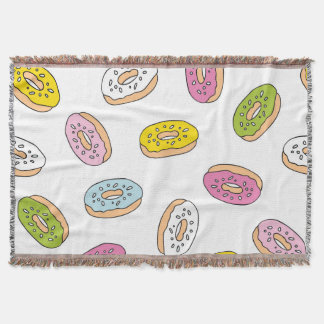Doodle donuts pattern, seamless design. throw blanket