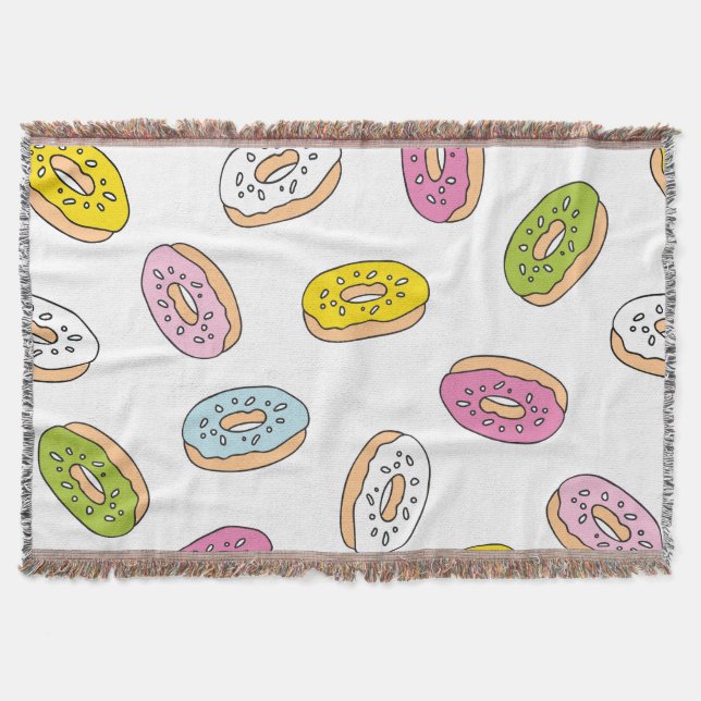 Doodle donuts pattern, seamless design. throw blanket (Front)