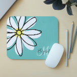 Doodle Drawn Daisy White Pink Monogram Cute Mouse Pad<br><div class="desc">This design was created though digital art. It may be personalized in the area provided or customizing by choosing the click to customize further option and changing the name, initials or words. You may also change the text color and style or delete the text for an image only design. Contact...</div>