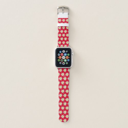 Doodle edelweiss pattern red Apple watch band