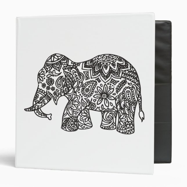 Doodle Elephant 3 Ring Binder (Front/Inside)