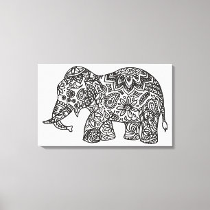 Doodle Elephant 6 Canvas Print