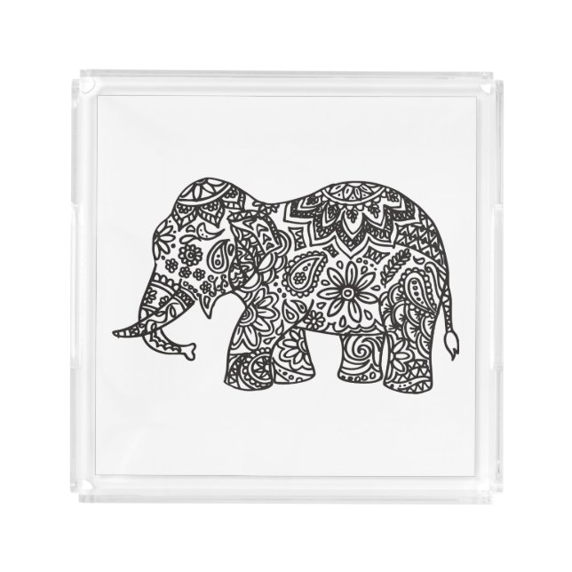 Doodle Elephant Acrylic Tray (Front)