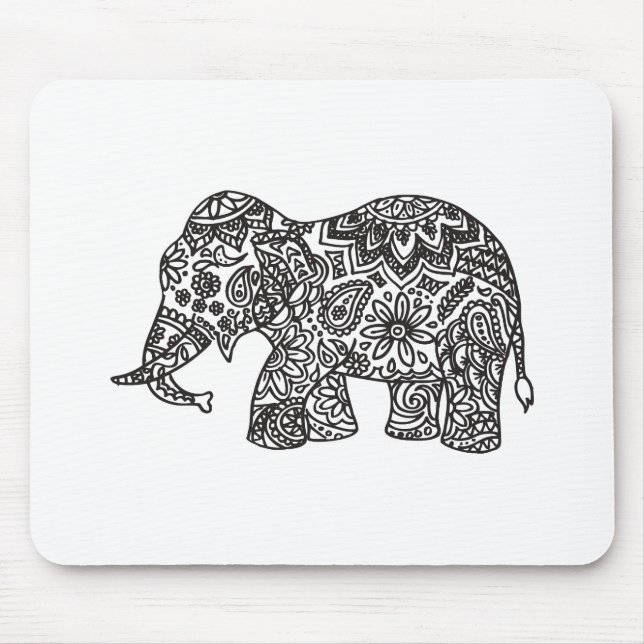 Doodle Elephant Mouse Pad (Front)