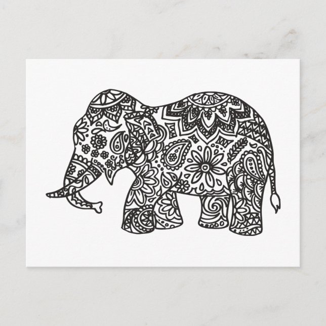 Doodle Elephant Postcard (Front)