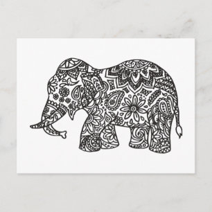 Doodle Elephant Postcard