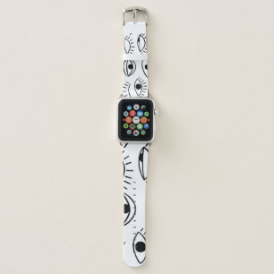 Doodle eye, creative seamless pattern. apple watch band