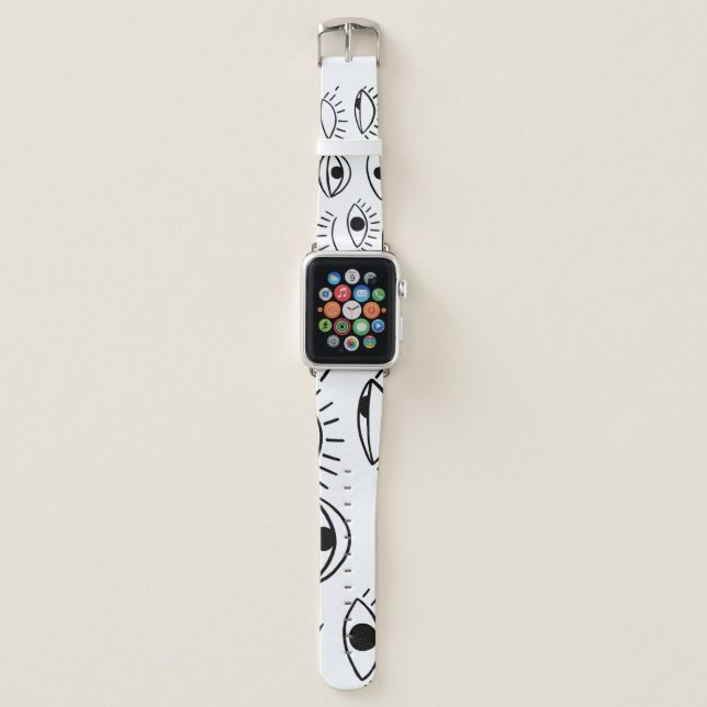 Doodle eye, creative seamless pattern. apple watch band (Front)