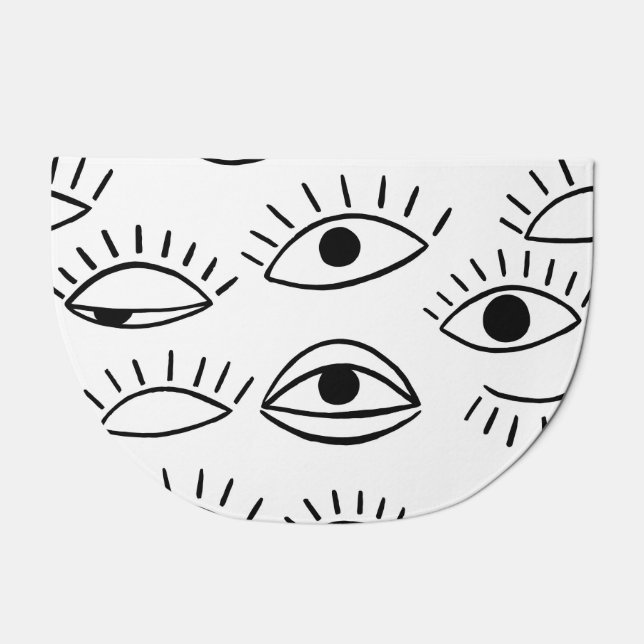 Doodle eye, creative seamless pattern. doormat (Front)