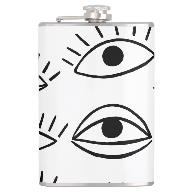 Doodle eye, creative seamless pattern. flask (Front)