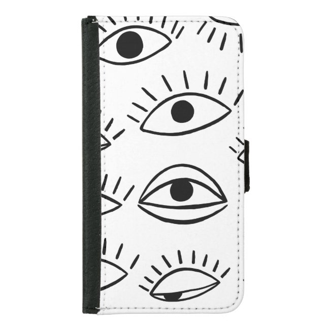 Doodle eye, creative seamless pattern. samsung galaxy wallet case (Front)