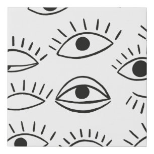 Doodle eye, seamless pattern. faux canvas print