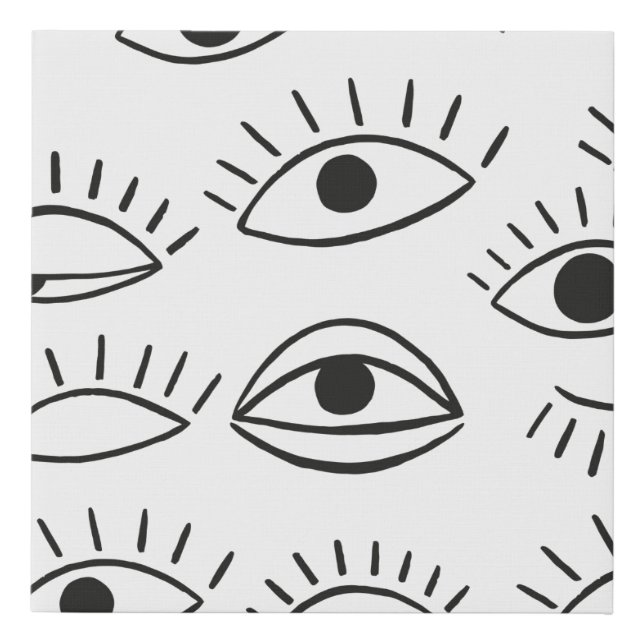 Doodle eye, seamless pattern.  faux canvas print (Front)