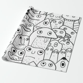doodle faces wrapping paper
