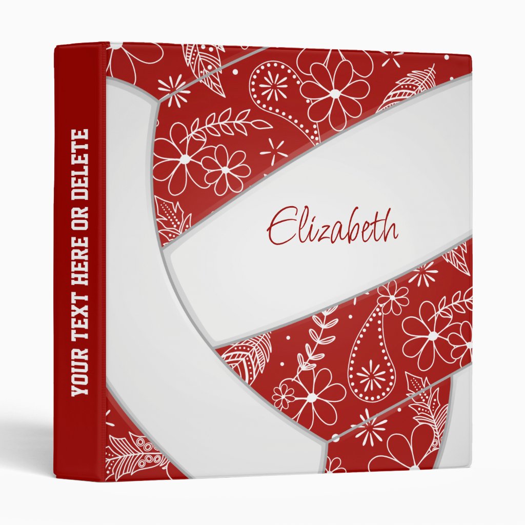 doodle feather paisley red white boho volleyball binder