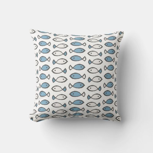 Doodle fish throw pillow