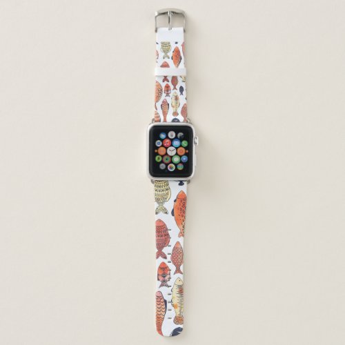 Doodle Fishes Red Yellow Watercolor Apple Watch Band