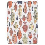 Doodle Fishes, Red Yellow Watercolor. iPad Air Cover