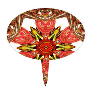 Doodle Floral Art Print Cake Topper