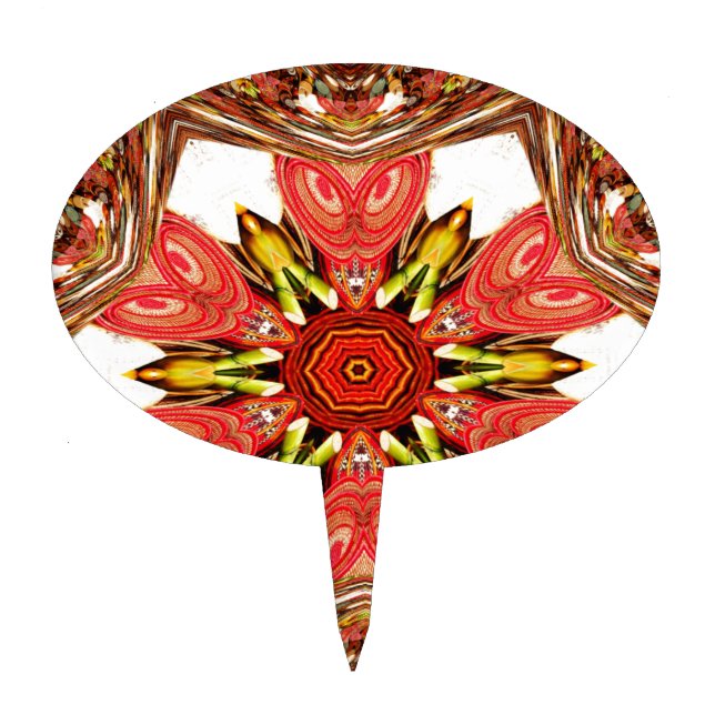 Doodle Floral Art Print Cake Topper (Front)