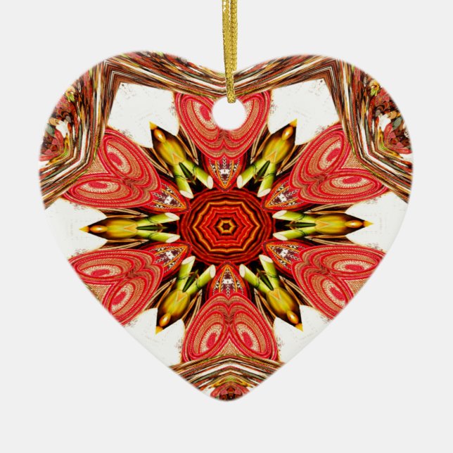 Doodle Floral Art Print Ceramic Ornament (Front)