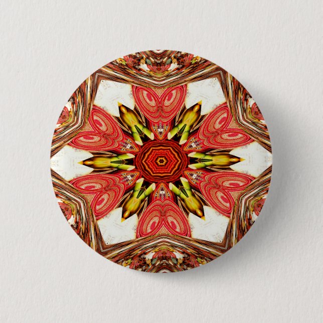 Doodle Floral Art Print Pinback Button (Front)