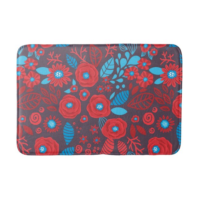 Doodle floral pattern bathroom mat (Front)