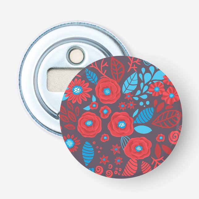 Doodle floral pattern bottle opener (Front)