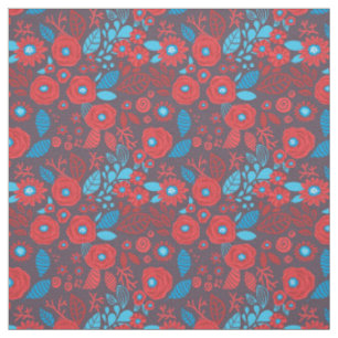 Doodle floral pattern fabric